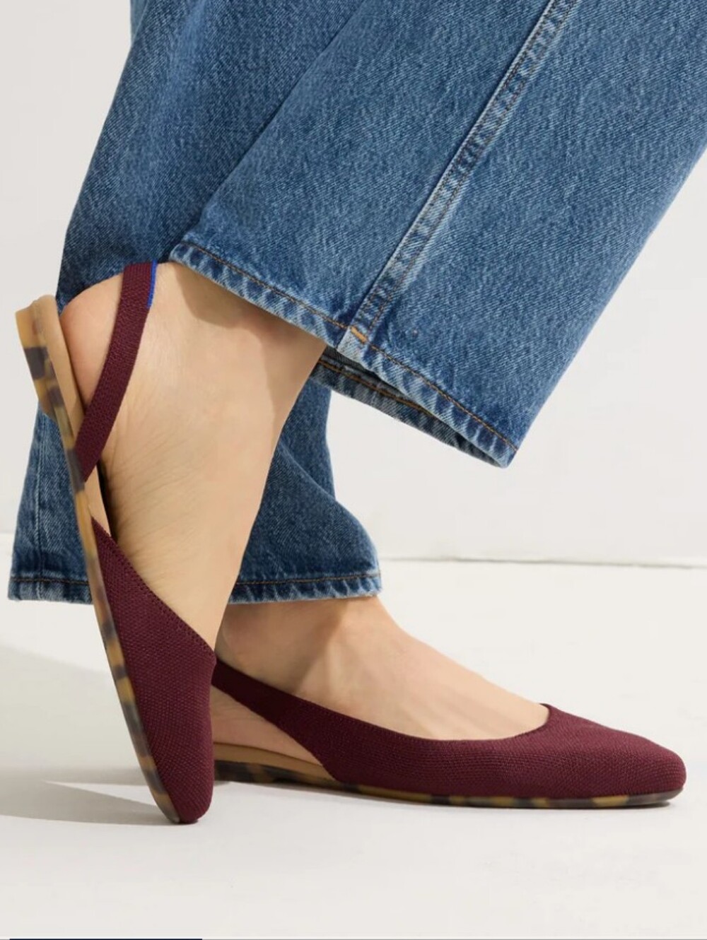Rothy's Slingback Flats in Burgundy with Tortoiseshell Sole